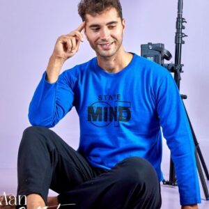 herren pyjama schlafanzug set baumwolle blau m lang warm c 41