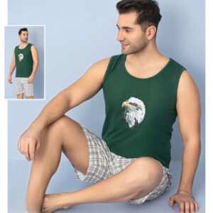 herren pyjama schlafanzug shorty grün xl kurzarm 2 teiler c 71