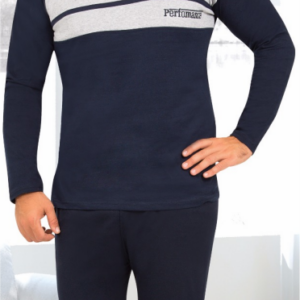 herren pyjama schlafanzug marineblau m lang 2 teiler set baumwolle r 89