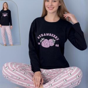 damen pyjama schlafanzug schwarz l lang warm 2 teiler set c 88