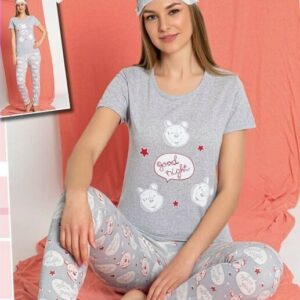 damen große größen pyjama grau 3xl kurz baumwolle schlafanzug 2 teiler set l 44