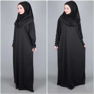 damen gebetskleid schwarz 48 52 abaya muslim langer hijab tesett?r namaz elbisesi